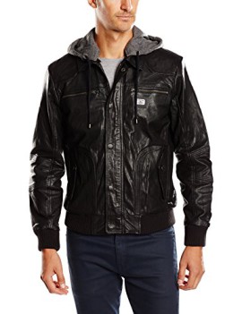 Kaporal-Nygel-Veste-en-cuir-Manches-longues-Homme-0