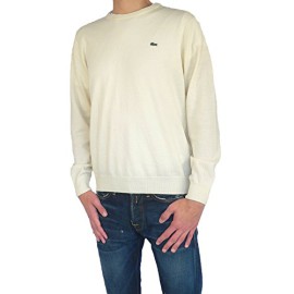 Lacoste pull pour homme à col rond pull en tricot laine blanc/beige Lacoste pull pour homme à col rond pull en tricot laine blanc/beige 3