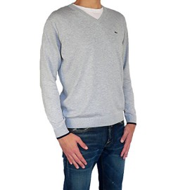 Lacoste v neck pull en tricot pour homme-coton-gris-gris Lacoste v neck pull en tricot pour homme-coton-gris-gris 3