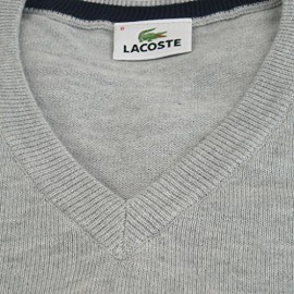 Lacoste v neck pull en tricot pour homme-coton-gris-gris Lacoste v neck pull en tricot pour homme-coton-gris-gris 6