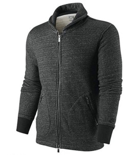 Nike – HERRINGBONE TRACK TOP jacket pour homme avec zip complet noir/ gris Nike – HERRINGBONE TRACK TOP jacket pour homme avec zip complet noir/ gris