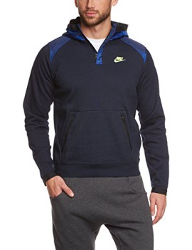 Nike-pull-pour-homme-hybrid-overlay-sweat-shirt--capuche-et-demi-zip-614480-475-bleu-xXL-0