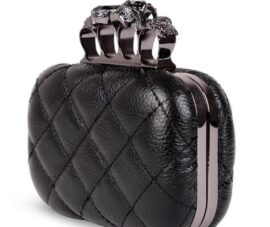 Noir-Designer-Crne-de-Crystal-Quilted-Knuckle-Duster-Anneau-Bote-sac-de-soire-embrayage-0-1