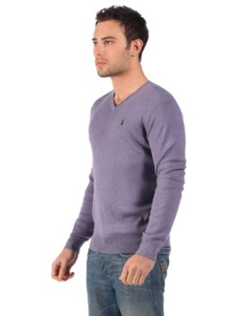 Ralph Lauren – Pull à col en V – coton pima – mauve – homme Ralph Lauren – Pull à col en V – coton pima – mauve – homme 3