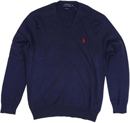 Ralph Lauren-Pull à col en V en coton Pima Bleu marine Ralph Lauren-Pull à col en V en coton Pima Bleu marine