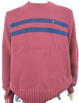 Ralph-Lauren-Pull–rayures-Manches-longues-Homme-Rouge-Burgundy-with-Blue-Stripe-0