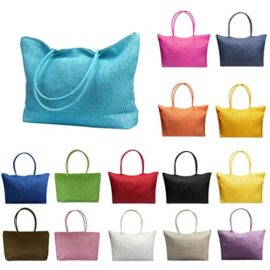 Sac à main, FeiTong Bonbons Simple Couleur des Grands Sacs Paille plage femmes Casual Sac à bandoulière Sac à main, FeiTong Bonbons Simple Couleur des Grands Sacs Paille plage femmes Casual Sac à bandoulière 3