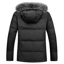 TOOGOOR-Hommes-Survetement-Col-en-Fourrure-Capuche-Parka-Hiver-Epais-Manteau-Duvet-de-Canard-Doudoune-Outwear-Noir-M-0-0