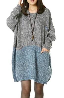 Vogstyle-Robe-Pull-Surdimensionn-Knitting-avec-Poches-Femme-0