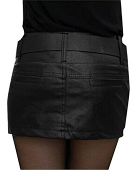 ZANZEA Femme Sexy Jupe Asymétrique en Cuir Hem Dos Zipper PU NOIRE Avec Ceinture ZANZEA Femme Sexy Jupe Asymétrique en Cuir Hem Dos Zipper PU NOIRE Avec Ceinture 3