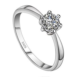 Anneau Simple-Argent Fin 925/1000-Bague Alliance-Zircon 5mm diamètre-Valentine-Réglable-T54-56.5 Anneau Simple-Argent Fin 925/1000-Bague Alliance-Zircon 5mm diamètre-Valentine-Réglable-T54-56.5 2