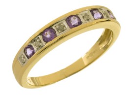 Bague-PR3027DIAAMETHYSTH-Femme-Or-jaune-9-carats-245-Gr-Amthyste-Diamant-002-Cts-0-0