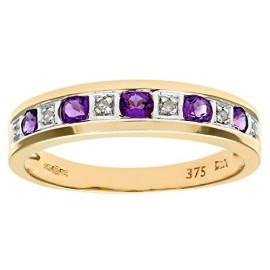 Bague – PR3027DIA+AMETHYST(H) – Femme – Or jaune (9 carats) 2.45 Gr – Améthyste – Diamant 0.02 Cts Bague – PR3027DIA+AMETHYST(H) – Femme – Or jaune (9 carats) 2.45 Gr – Améthyste – Diamant 0.02 Cts