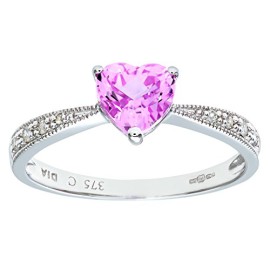 Bague-PR7629DIACZ-PINKK-Femme-Or-blanc-9-carats-167-Gr-Oxyde-de-zirconium-Diamant-006-Cts-0