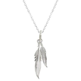 Bijoux-Les-Poulettes-Collier-Deux-Plumes-dArgent-Taille-45-cm-0