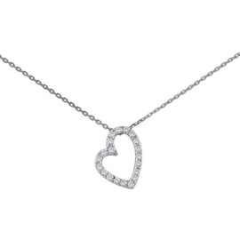 Bijoux-pour-tous-70010731108045-Collier-avec-Pendentif-Femme-Coeur-Argent-9251000-Rhodi-276-gr-Oxyde-Blanc-45-cm-0