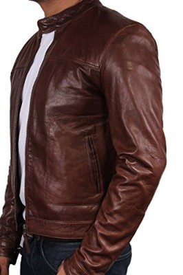 Biker cuir veste homme marron neuf avec transformation style bomber en cuir design style veste manteau Biker cuir veste homme marron neuf avec transformation style bomber en cuir design style veste manteau 3