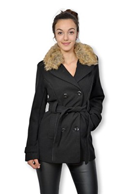 Caban-femme-noir-hiver-Caban-34-col-fourrure-En-Soldes-0