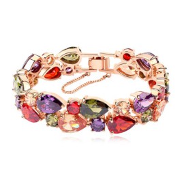 Cadeau Saint Valentin MARENJA Cristal-Bracelet Femmes Cristal Autrichien Multicolore Plaque Or Rose Bijoux Fantaisie Cadeau Saint Valentin MARENJA Cristal-Bracelet Femmes Cristal Autrichien Multicolore Plaque Or Rose Bijoux Fantaisie