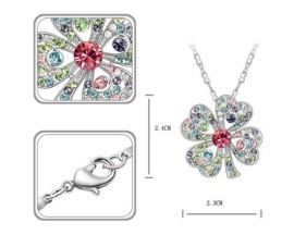 Cadeau-Saint-Valentin-MARENJA-Cristal-Collier-Femmes-Trfle–Quatre-Feuilles-Porte-bonheur-Cristal-Autrichien-Multicolore-Plaqu-Or-Blanc-Bijoux-Fantaisie-42-47cm-0-3