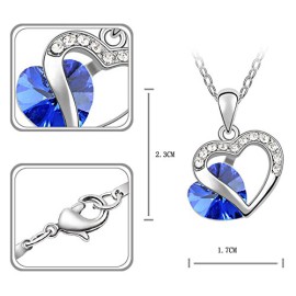 Cadeau-Saint-Valentin-MARENJA-Cristal-Parure-Bijoux-Collier-et-Boucles-doreilles-pour-Femme-Coeur-Double-Plaqu-Or-Blanc-Cristal-Autrichien-Bleu-Bijoux-Fantaisie-0-0