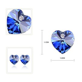 Cadeau-Saint-Valentin-MARENJA-Cristal-Parure-Bijoux-Collier-et-Boucles-doreilles-pour-Femme-Coeur-Double-Plaqu-Or-Blanc-Cristal-Autrichien-Bleu-Bijoux-Fantaisie-0-1