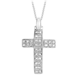 Carissima Gold – Collier Femme avec pendentif – Croix – Or blanc (9 cts) 2.7 Gr – Diamant Carissima Gold – Collier Femme avec pendentif – Croix – Or blanc (9 cts) 2.7 Gr – Diamant