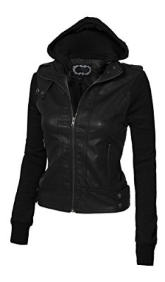 Casual veste manteau en cuir de moto glissière molleton à capuche manches longues Casual veste manteau en cuir de moto glissière molleton à capuche manches longues 4