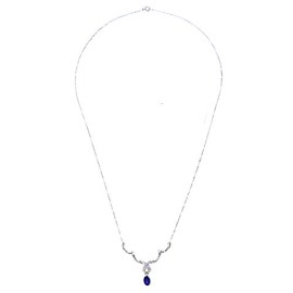 Collier-Femme-Or-blanc-9-carats-22-Gr-Diamant-Saphir-071-Cts-0-0