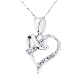 Collier-Femme-avec-pendentif-Coeur-Or-blanc-9-Cts-126-Gr-Diamant-0-0