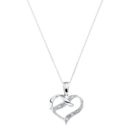 Collier-Femme-avec-pendentif-Coeur-Or-blanc-9-Cts-126-Gr-Diamant-0-1