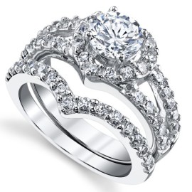 Ensemble Bague de mariage en Argent Sterling en forme de coeur avec zircone cubique. Pour femme Ensemble Bague de mariage en Argent Sterling en forme de coeur avec zircone cubique. Pour femme 3