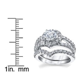 Ensemble Bague de mariage en Argent Sterling en forme de coeur avec zircone cubique. Pour femme Ensemble Bague de mariage en Argent Sterling en forme de coeur avec zircone cubique. Pour femme 5