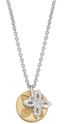 Esprit-ESNL92340B420-Brilliance-Flora-Gold-Collier-avec-Pendentif-Femme-Argent-9251000-51-gr-Cristal-Oxyde-de-zirconium-Blanc-42-cm-0