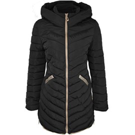 FEMMES-FERMETURE-CLAIRE--MANCHES-LONGUES-CAPUCHE-MATELASS-HIVER-CHAUD-MANTEAU-DCONTRACT-TAILLE-0