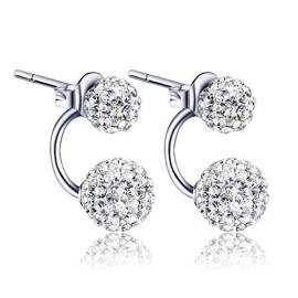 Fashmond- Magnifique Boucles d’Oreilles double perles brillantes shamballa en Argent fin 925 avec Oxyde de Zirconium Deux façons de porter- Cadeau Saint Valentin Anniversaire Mariage Fashmond- Magnifique Boucles d’Oreilles double perles brillantes shamballa en Argent fin 925 avec Oxyde de Zirconium Deux façons de porter- Cadeau Saint Valentin Anniversaire Mariage