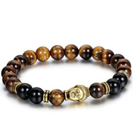 Flongo 8mm Alliage Bracelets d’énergie Lien Poignet Pièrre d’Énergie Agate Or Brun Noir Buddha Mala Boule Perle Homme,Femme Flongo 8mm Alliage Bracelets d’énergie Lien Poignet Pièrre d’Énergie Agate Or Brun Noir Buddha Mala Boule Perle Homme,Femme 2