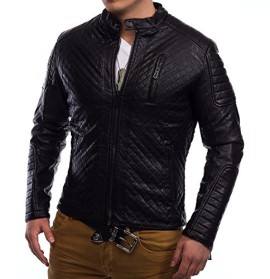 Hommes Veste matelassée en cuir Doublé motards Coby ID1315 Hommes Veste matelassée en cuir Doublé motards Coby ID1315