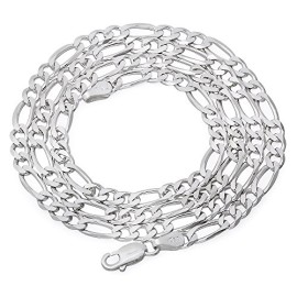 Hommes-de-4-mm-argent-massif-925-collier-en-argent-sterling-Chane-maille-figaro-0-0