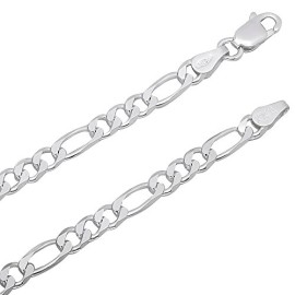 Hommes de 4 mm argent massif 925 collier en argent sterling Chaîne maille figaro Hommes de 4 mm argent massif 925 collier en argent sterling Chaîne maille figaro 4