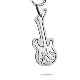 HooAMI Bijou Pendentif Guitare en Acier Inoxydable-46mmx18mm-1 HooAMI Bijou Pendentif Guitare en Acier Inoxydable-46mmx18mm-1 2