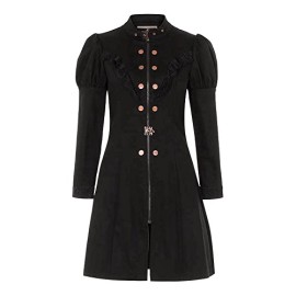 Jawbreaker-Lace-C-Lock-Manteau-Steampunk-Goth-Style-Officier-A-Dentelle-Noir-0