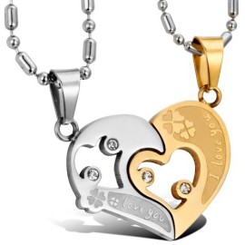 JewelryWe-Bijoux-2-Pendentif-dAmiti-Collier-Amour-pour-Homme-et-Femme-2-Chane-50cm-et-55cm-Coeur-I-love-you-Acier-Inoxydable-Fantaisie-pour-Amoureux-Couleur-Or-Argent-Avec-Sac-Cadeau-0