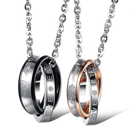 KONOV Bijoux 2 Pendentif d’Amitié Collier Amour pour Homme et Femme – 2 Chaîne (45cm et 55cm) – Bague – Oxyde de Zirconium Acier Inoxydable – Fantaisie – Amoureux – Couleur Or Noir Argent KONOV Bijoux 2 Pendentif d’Amitié Collier Amour pour Homme et Femme – 2 Chaîne (45cm et 55cm) – Bague – Oxyde de Zirconium Acier Inoxydable – Fantaisie – Amoureux – Couleur Or Noir Argent 2