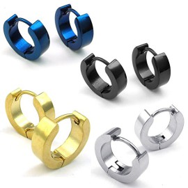 KONOV Bijoux Boucles d’oreilles Homme – Classique Minimaliste Anneaux à Charnière, 4 paire – Acier Inoxydable – pour Homme – Couleur Bleu Or Noir Argent – Avec Sac Cadeau – F23572 KONOV Bijoux Boucles d’oreilles Homme – Classique Minimaliste Anneaux à Charnière, 4 paire – Acier Inoxydable – pour Homme – Couleur Bleu Or Noir Argent – Avec Sac Cadeau – F23572