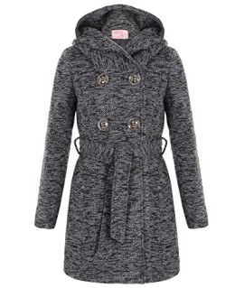 KRISP® Femmes Manteau Caban Trench Laine Tweed Double Revers Capuche Ceinture à Nouer KRISP® Femmes Manteau Caban Trench Laine Tweed Double Revers Capuche Ceinture à Nouer 2