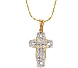 LORELYS-Croix-De-La-Lumire-et-Protection-Cadeau-Homme-FemmeEnfant-Collier-Pendentif-Incrust-De-Zircons-Plaqu-Or-Deux-Tons-Chaine-Offerte-0