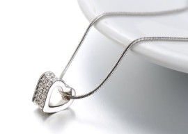 MARENJA-Collier-Femme-Grav-Maman-je-taime-Anneau-avec-Coeur-Plaqu-Or-Blanc-Cristal-45cm-0-2