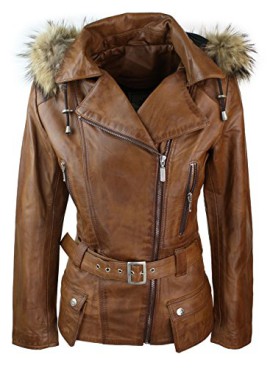 Manteau veste parka d’hiver marron pour femme en cuir véritable capuche en véritable fourrure Manteau veste parka d’hiver marron pour femme en cuir véritable capuche en véritable fourrure