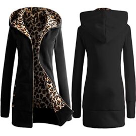 Maxquoia Femme Gros Slim Leopard capuche Zipper Sweat Manteau Fleece Jacket Outwear Maxquoia Femme Gros Slim Leopard capuche Zipper Sweat Manteau Fleece Jacket Outwear 4